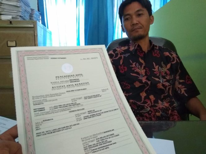 
Kasi Perubahan Status Anak, Kewarganegaraan dan kematian Dispendukcapil Bangkalan, Rakhmat.