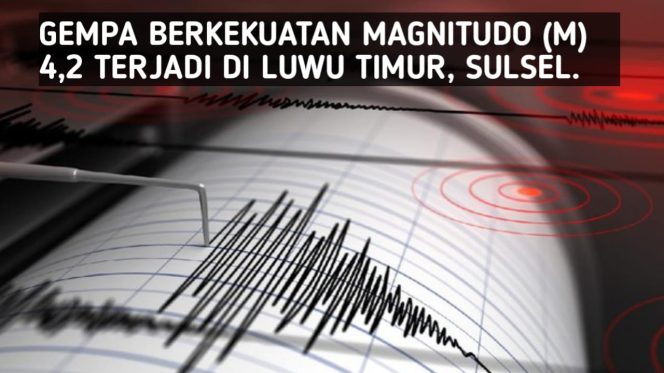 
Gempa 4,2 Manitido Guncang Luwu Timur, Sulsel