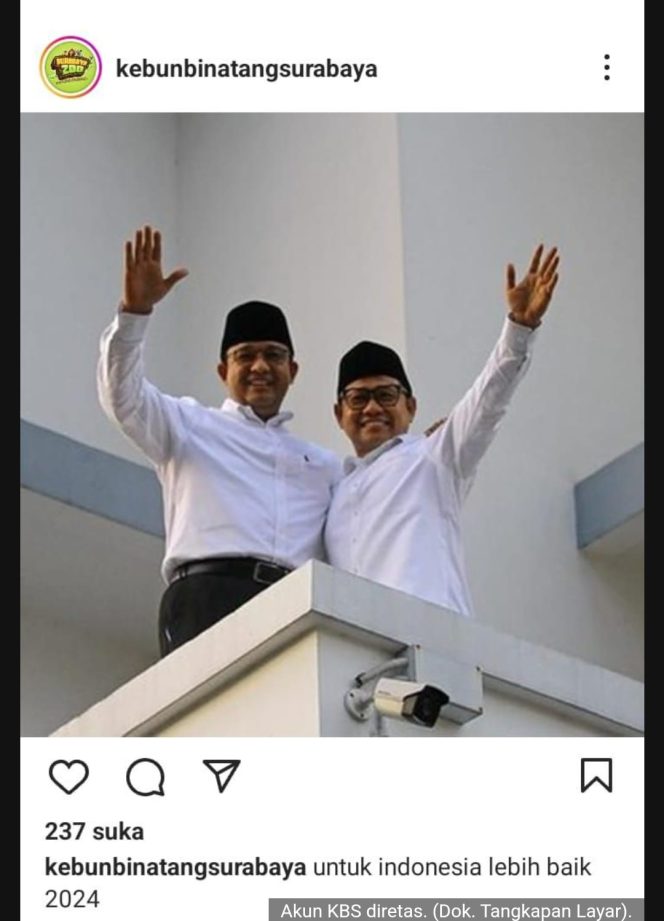 
Akun Resmi Kebun Binatang Surabaya Posting Gambar Anies-Cak Imin
